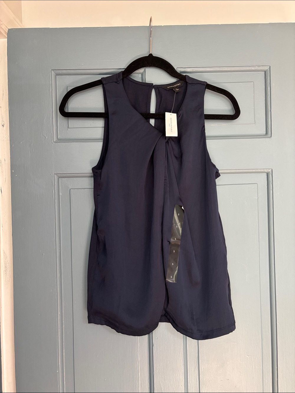 Banana Republic Navy Twist-Front Sleeveless Tank